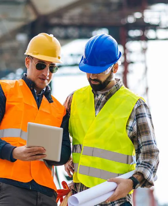 KRCC engineers reviewing plans on site
