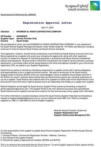KRCC certificate / appreciation letter